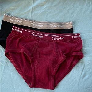 Calvin Klein Burgundy and Black Briefs Duo